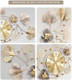 47" Modern Farmhouse Large Decorative Wall Clock, Ginkgo Metal Art - Image 6