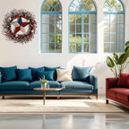 22IN Artifical Patriotic Wreath 4 of July Wreath with Berry, Star for Front Door Wall Decor Indoor Outdoor - Image 4