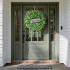 26" Artificial Eucalyptus Wreath with Welcome Sign for Front Door(Green) - Image 4