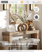 Set of 2 Brown Ceramic Vases for Home Decor Accents - Unique Hollow Donut Artistic Design Rustic Farmhouse Style Decorative Vases for Shelf, Mantel, Entryway Table Decor (Matte Brown) - Image 3