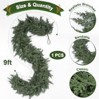 Jutom 1 Pcs 9 ft Artificial Cedar Garland for Christmas - Image 2