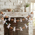 Marsui 2 Pas Easter Garland Felt Bunny Carrot Rabbit 6 Ft Wooden Beads Easter Banner Rustic Fireplace Garland Farmhouse Banner Mantel Decorations for Home Shelf Fireplace Wall Mantle Windows by Marsui