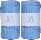 Makromecity, 2 Skeins of Polyester Macrame Cord 3mm x 131 Yards (394 feet) 3mm Polypropylene Baby Blue Macrame Cord Crochet Macrame Bag Cord Crafts for Wall Hangings, Bags, Underplate, Rug… by Makromecity