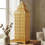 Vela Lanterns Decorative Indoor Tall Moroccan Floor Candle Holder, Gold, XL by VelaCandleLanterns