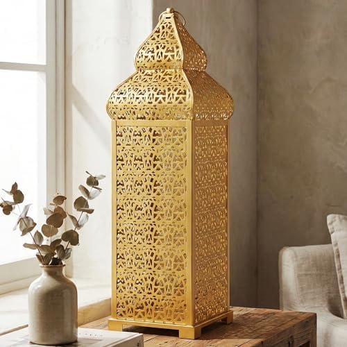 Vela Lanterns Decorative Indoor Tall Moroccan Floor Candle Holder, Gold, XL by VelaCandleLanterns