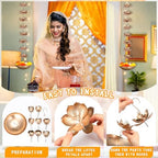 LemonRoad 2Set Diwali Hanging Urli Bowl Metal Lotus Floating Diya Pot Decor - Image 6