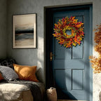 22 Inch Berry Branches Fall Wreath for Front Door Outside with Red Berries - Image 7