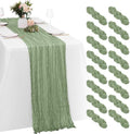 16 Pack Sage Green Cheesecloth Table Runners 20x120 Inch Gauze Table Runner Cheese Cloth 10FT Green Table Runner Rustic Sheer Runner for Wedding Baby Shower Birthday Party Table Decor by Yorcari