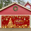 Tiamon Christmas Garage Door Cover Banner 7x16 ft Outdoor Xmas, Red Gold by Tiamon