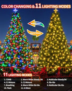 355FT 900LED Color Changing Christmas Lights, Extra Long Outdoor String Lights Waterproof, Timer & Memory, 8 Modes Dimmable Plug in Fairy for Outside Tree Wedding Patry White to Multicolor - Image 6