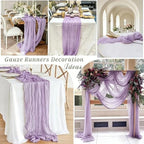 16 Pack Purple Lavender Cheesecloth Table Runner 35x120 Inch Boho Rustic Gauze Table Runners, 10Ft Long Sheer Purple Lavender Cheese Cloth Table Runners for Wedding Bridal Shower Party Table Decor - Image 6