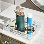 2 Pcs Silver Metal Crystal Mirror Tray - 11.2"x8.1" Table Centerpieces Tray, Multi-Functional Display for Flowers/Cupcakes/Jewelry, Vanity Organizer & Wedding Dessert Table Accent - Image 5