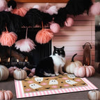 Tinideya 2 Pcs Halloween Pink Ghost Layered Doormat Set - Image 3