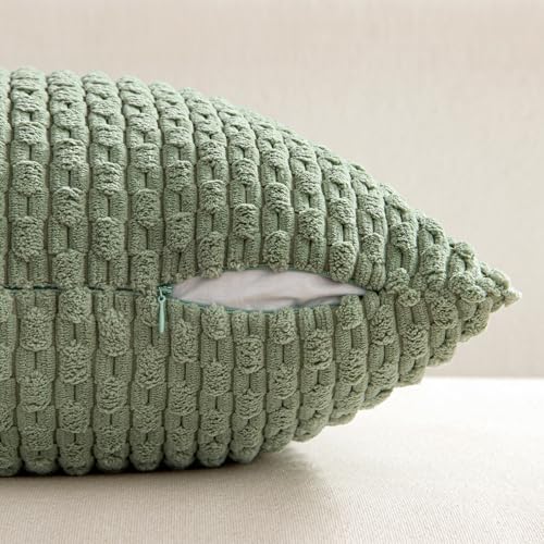 MIULEE Euro Sham Decorative Throw Pillow Covers 24x24 Sage Green Corduroy - Image 6