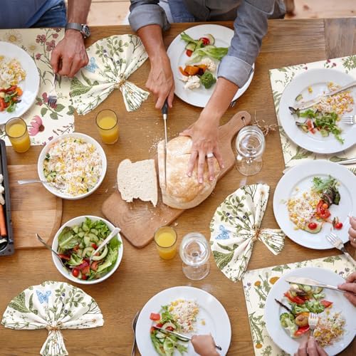 Funnymoom 36 Pcs Herbs Wildflowers Cloth Napkins Green Pink Reusable - Image 5