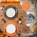 Pickmesh 12 Pcs Halloween Table Decor Orange Black Spiderweb Placemats - Image 5