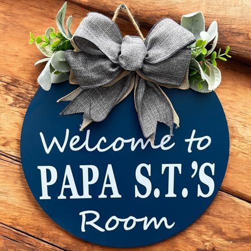 Grandparent welcome sign Grandparent door sign Nana & PopPop's house decor Grandma's garden Grandkids welcome (UV61-Navy Papa's Room, 11" Width) - Image 3