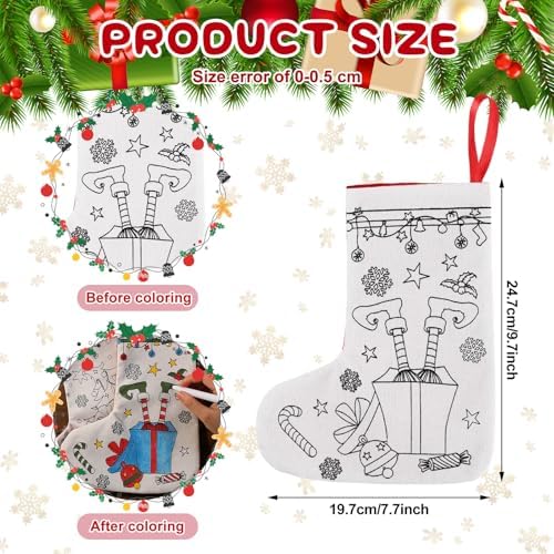 Zhanmai 24 Pcs Color Your Own Christmas Stocking Kit, Grinchy - Image 2