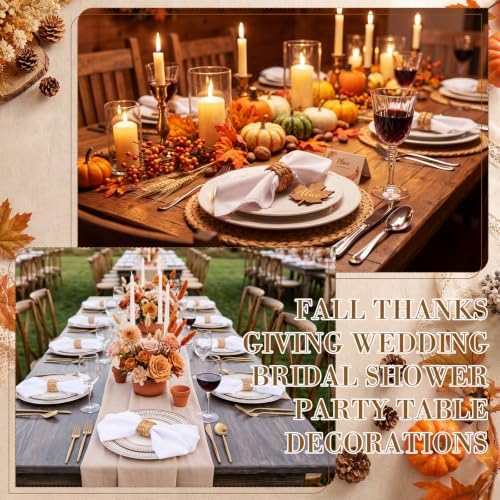 Preboun 24 Pcs White Cloth Napkins 19"x19" with Napkin Rings - Image 5