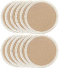 FunWheat Burlap Round Braided Placemats Set of 12 for Dining Tables 15 Inch Heat Resistant Jute Table Mats Farmhouse Woven Fabric Natural Place mats for Fall Decoration(Cotton Lace) by FunWheat