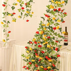 Floweroyal 6 Pack Artificial Flower Garlands 15.8FT Fake Rose Vines Silk Flowers Hanging Rose Ivy for Wedding Arch Party Home Garden Wall Decor (Orange Yellow) - Image 3