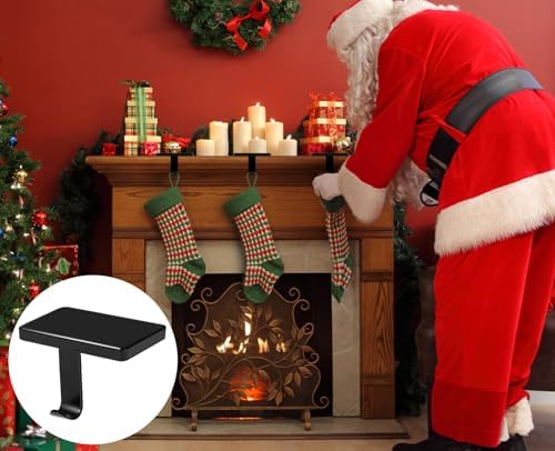Black Metal Stocking Holders for Mantel, Set of 6 – Heavy Duty Christmas Mantle Hooks with Non-Slip Pads, Perfect for Holiday Decorations on Fireplace, TV Stand & Staircase - Image 4