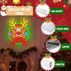 Christmas Neon Sign Wreath Elk Neon Sign for Wall Decor Deer Led Neon Christmas Lights Dimmable Reindeer Light Up Signs for Window Wall Art for Bedroom Festival Xmas Party Home Decoration Gift - Image 5