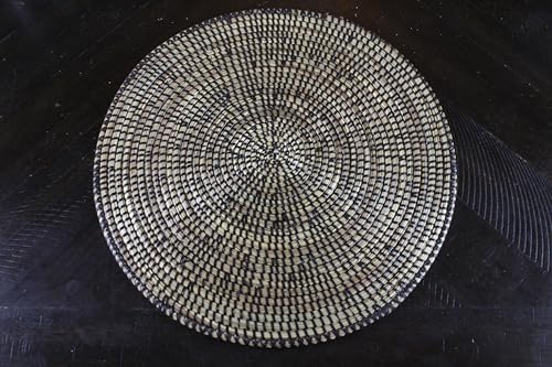 Senegal Placemats/African Bohemian Woven Seagrass Placemats/Natural Wicker Round Basket Placemats/Decorative Hanging Wicker Plates/Hanging Wall Decor (Black) - Image 4