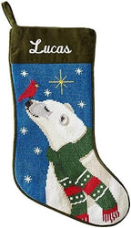 Let's Make Memories Personalized Needlepoint Christmas Stocking - Embroidered Family Stockings - Old-Fashioned Christmas Décor - Mantel Décor - 8"x17" - Customized Embroidered Name - Polar Bear by LetsMakeMemories