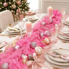 9Ft Halloween Cedar Garland,Pink Real Touch Soft Christmas Decorations - Image 6