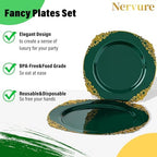 Nervure 175Pcs Green Plastic Plates, Disposable Party Plates for 25 Guests - Image 6