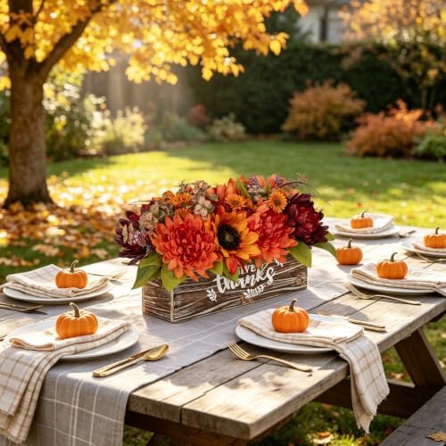 Fall Centerpiece for Table Fall Fake Flower in Pot Fall Floral Arrangement - Image 6