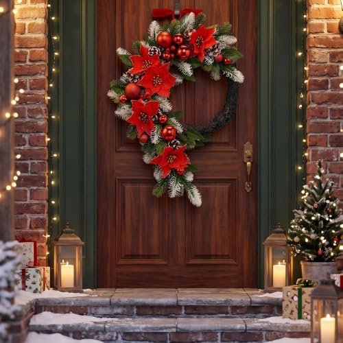 22'' Christmas Wreath for Front Door Large Wreath, Traditional - Image 6