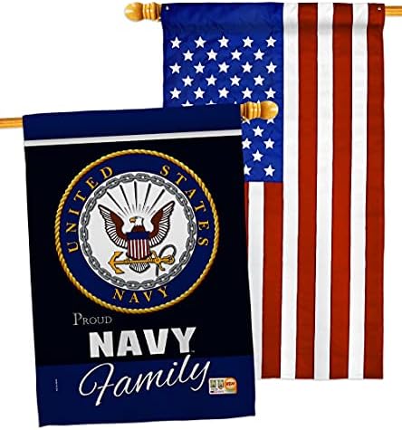 Navy Proudly Family House Flag - Pack Armed Forces USN Seabee United State American Military Veteran Retire Official USA Applique - Banner Small Garden Yard Gift Double-Sided Made In 28 X 40 by Breeze+Decor