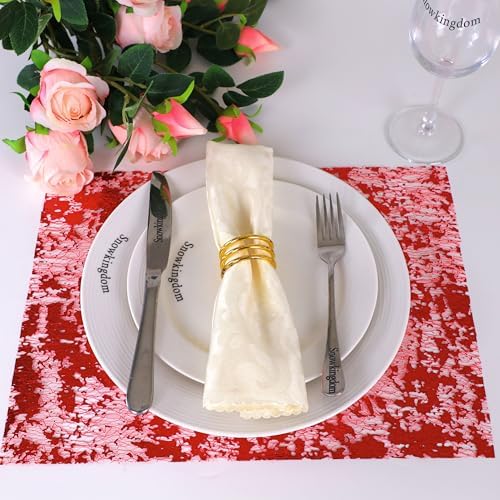 Snowkingdom Red Sparkly Table Runner Glitter Sequin Glitter Metallic Foil Mesh Lace 11 Inch x 49 Feet Long Roll Centerpieces Decorations for Wedding Anniversary Mother's Day Valentine Party Birthday - Image 6