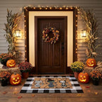 Halloween Door Mat Set, Coir Front Doormat & 43*28 Inches Buffalo Plaid Rug - Image 6