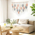 Large Macrame Wall Hanging Boho Leaf Feather Woven Tapestry 51.5"WX33.5"L - Image 5