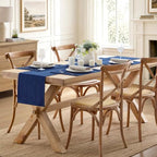 ZeeMart Linen Checked Farmhouse Placemats Set of 6, Navy Blue 13x19in - Image 6