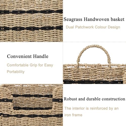Rustic Seagrass Hanging Wall Basket for Front Door（Rectangular) - Image 2