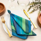 Blue Needles Striped Cloth Napkins 100% Cotton Set of 12-18 x 18 Inches - Image 3