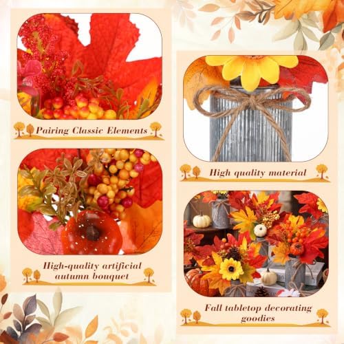 Suncalla 12 Pack Fall Table Centerpieces Decor in Metal Pots, Silver - Image 3