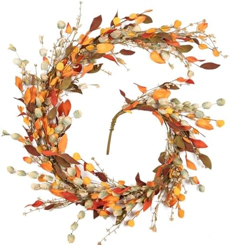 Fall Decor, Fall Garland, 6FT Autumn Eucalyptus Leaves Garlands by HOHOTIME
