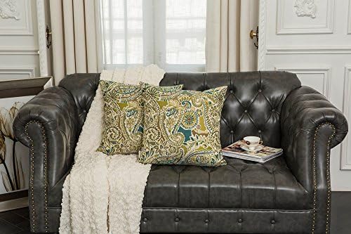 Mika Home Pack of 2 Decorative Accent Throw Pillow Cover Sham Cushion Case,Paisley Pattern,20x20 Inches,Green Brown Cream Multicolor - Image 2