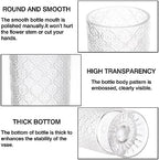 Fixwal Vases for Flowers Set of 3 Vintage Glass Vase for Centerpieces, Embossed Base Vases for Wedding Decoration (H:7" D:4"), Ribbed Glass Containers for Organization for Home Decor (Pack of 3) - Image 7