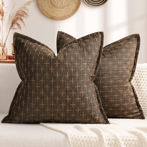 ZWJD Pillow Covers 26x26 Set of 2 Soft Polyester Textured Pillow Covers with Stylish Flange Edge Cozy Farmhouse Throw Pillows for Couch Bed Sofa Living Room by ZWJD