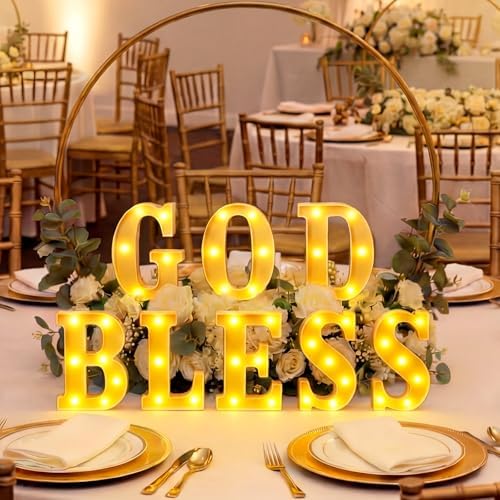 Honoson 8 Pcs First Communion Decorations God Bless Lights up Sign - Image 4