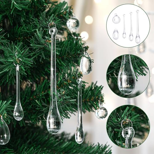 Vercraft 100 Pcs Christmas Tree Acrylic Hanging Ornaments,Clear - Image 3