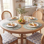 MOSAYT Vinyl Faux Leather Oval Placemats, Set of 8, Green - Image 2