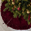 Christmas Tree Skirt, Wine Red Velvet with Ruffled Pearl 60 Inch by Amidaky