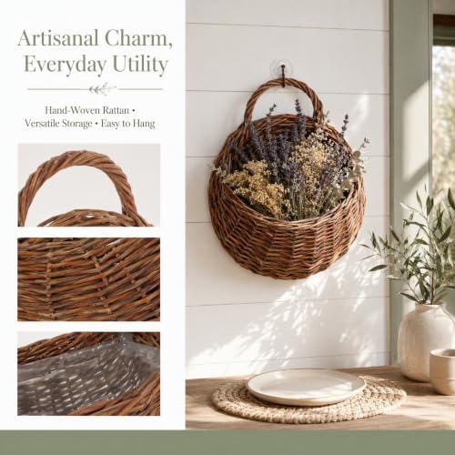2Pcs Hanging Woven Storage Basket Decorative Wall Flower Planter - Image 5